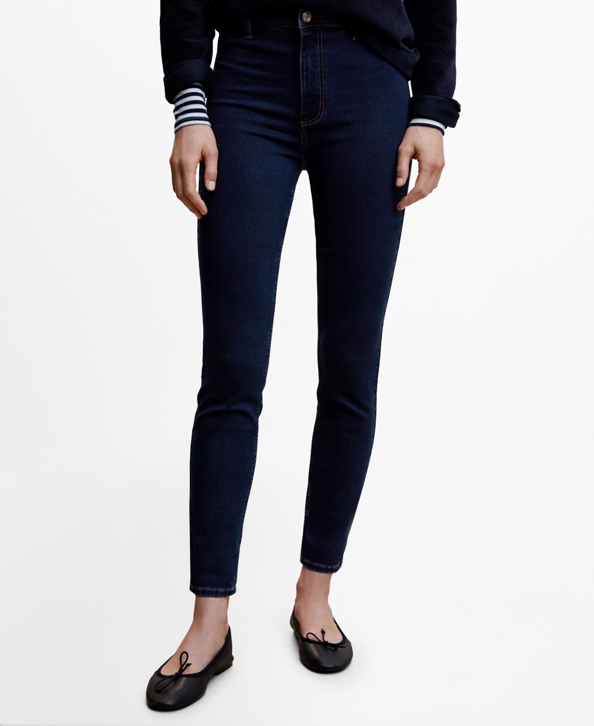 MANGO WOMEN'S HIGH-WAIST COTTON-BLEND JEGGINGS 