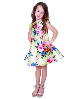 Rare Editions Toddler Girls Floral Mikado Cap Sleeve Dress - Macy's