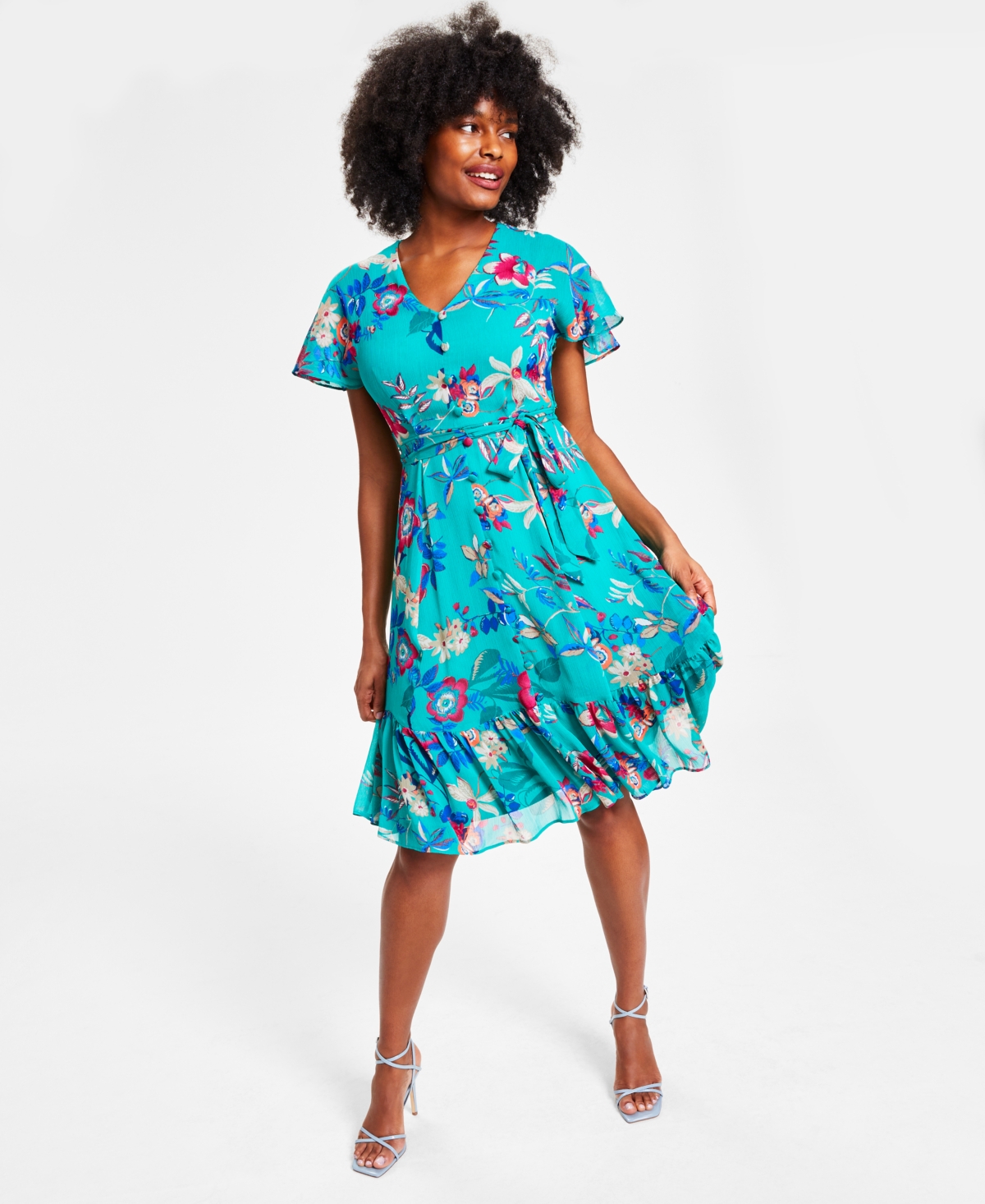 Calvin klein flutter sleeve dress outlet