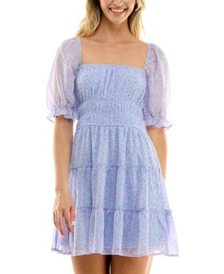 Trixxi - Juniors' Emma Smocked-Waist Ruffled Tiered Dress