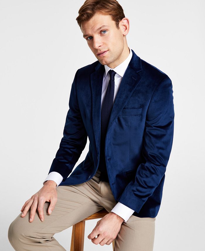 Michael Kors Men's Modern Fit Velvet Blazer Blue Size 44 main image 0