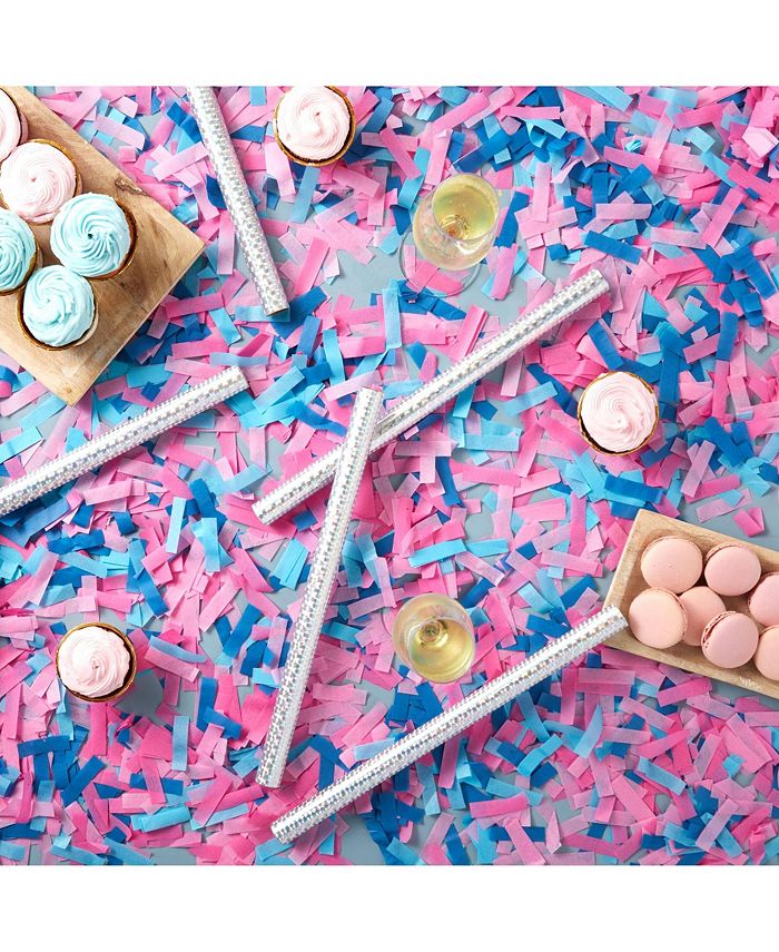 Sparkle and Bash 12 Pack Gender Reveal Confetti Wands, Flutter Sticks