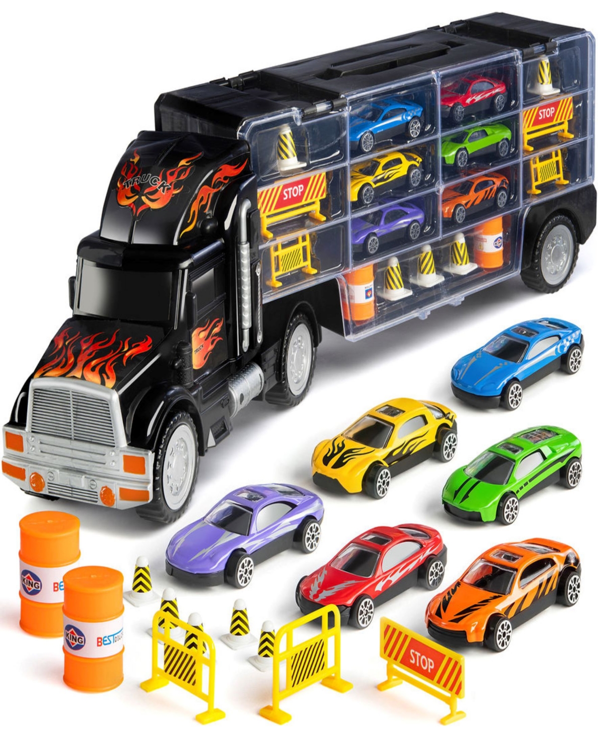 Play22 Toy Truck Transport Car Carrier In Multicolor