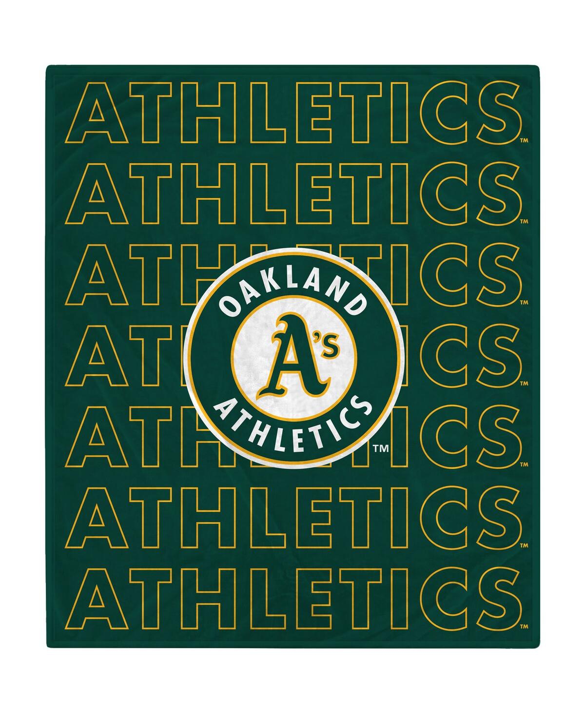 Pegasus Home Fashions Oakland Athletics 60" X 70" Echo Wordmark Plush Blanket In Midnight Green