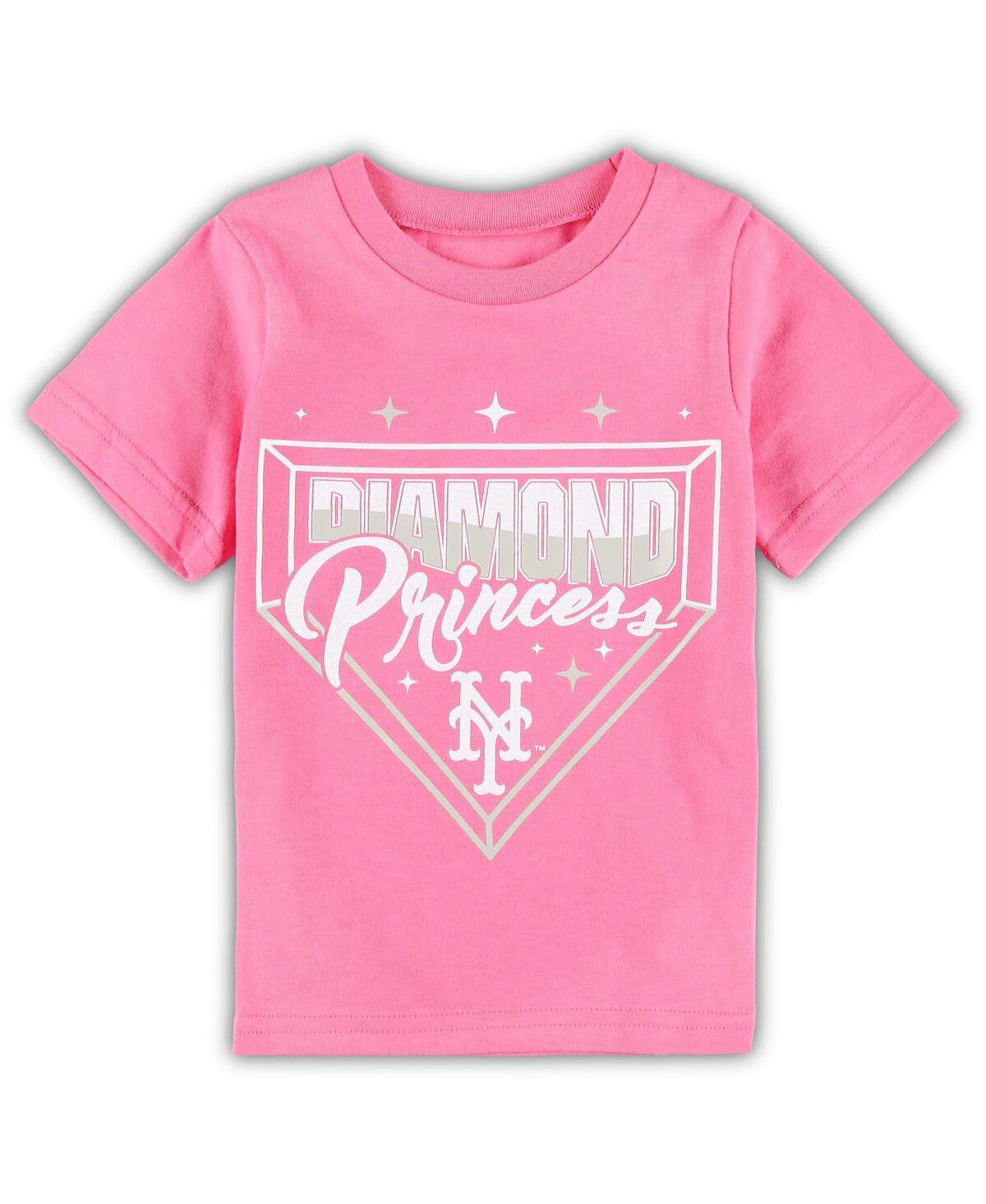 Outerstuff Babies' Girls Toddler Pink New York Mets Diamond Princess T-shirt