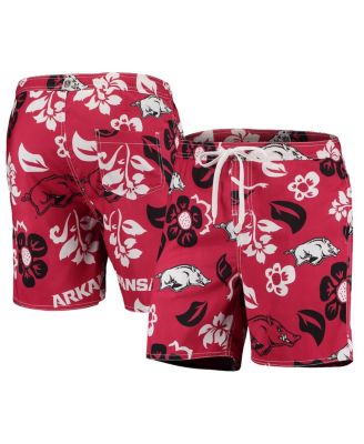 Men's Cardinal Arkansas Razorbacks Floral Volley Logo Swim Trunks