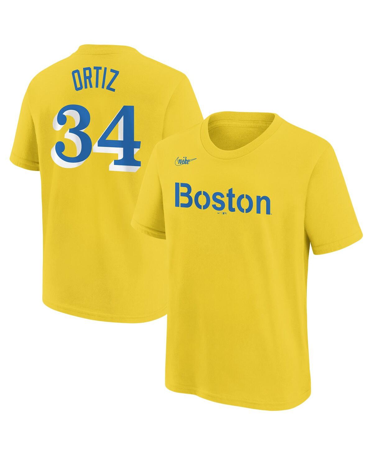 Shop Nike Big Boys And Girls  David Ortiz Gold Boston Red Sox Name And Number T-shirt