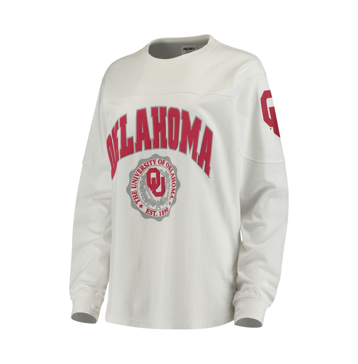 Женская футболка Pressbox White Oklahoma Sooners Edith Long Sleeve — фото 2