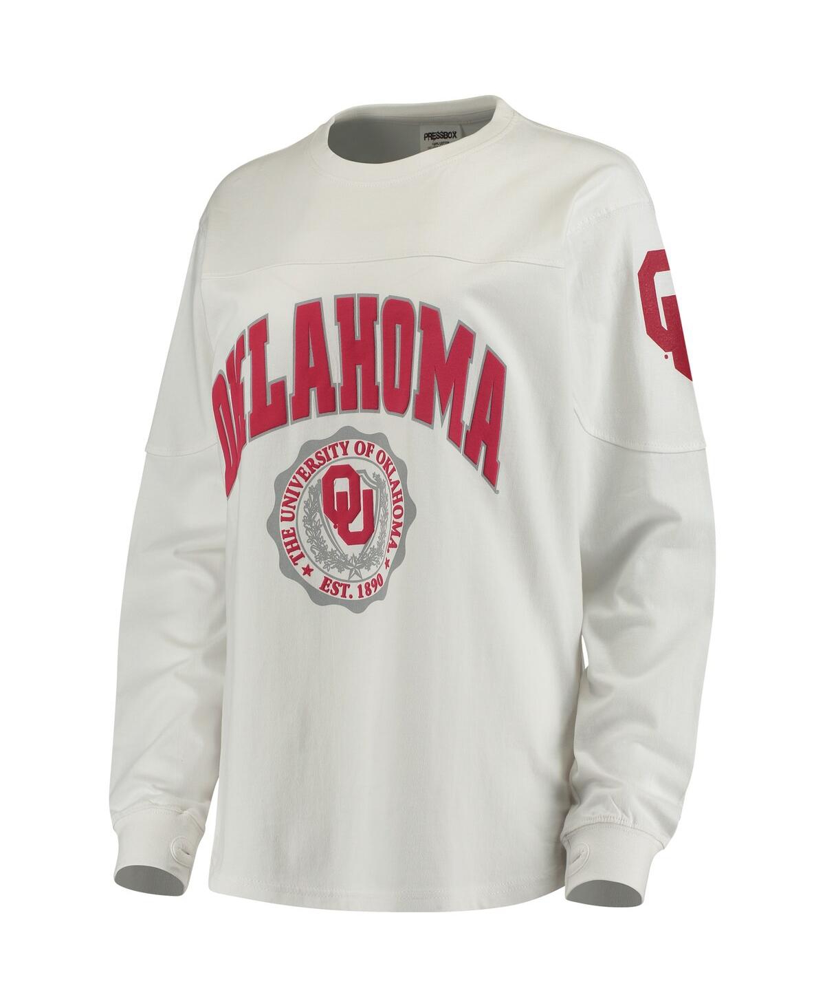 Shop Pressbox Women's White Oklahoma Sooners Edith Long Sleeve T-shirt