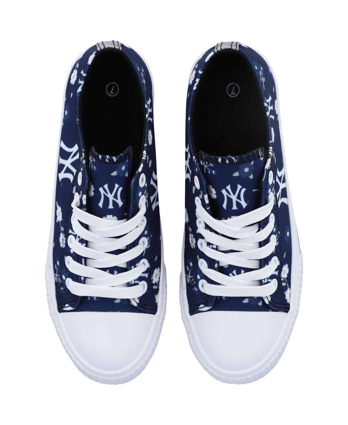 Foco Women's  Navy New York Yankees Flower Canvas Allover Shoes