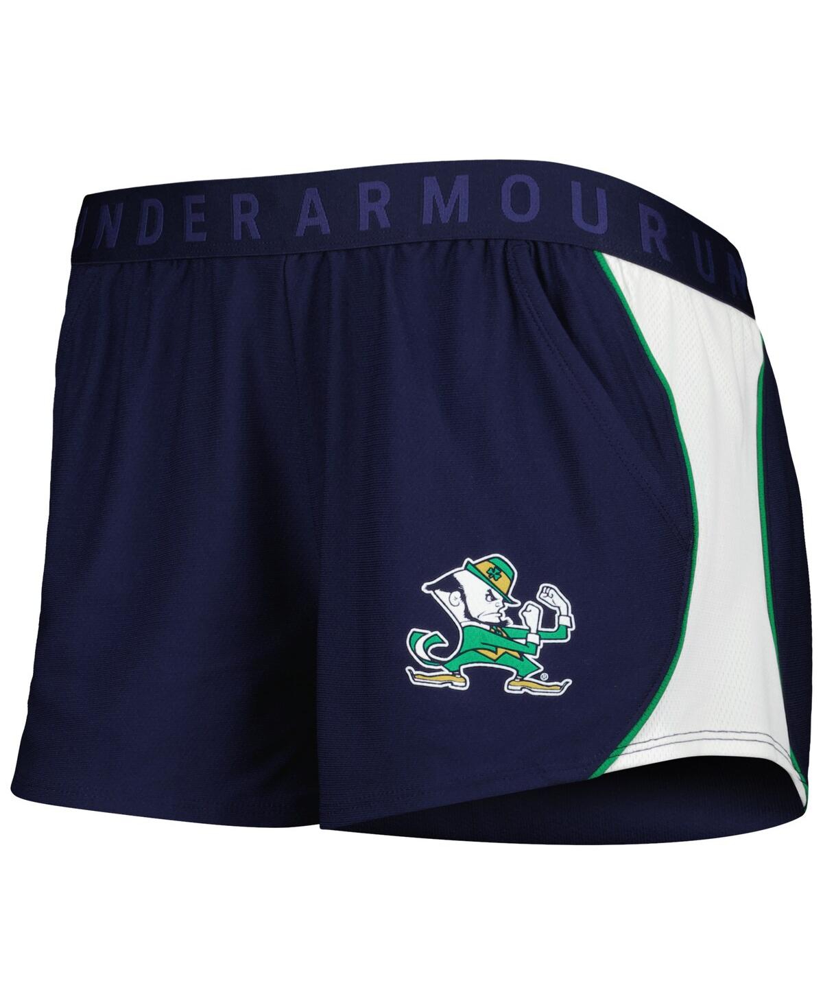 Shop Under Armour Women's  Navy And Green Notre Dame Fighting Irish Game Day Tech Mesh Performance Shorts In Navy,green