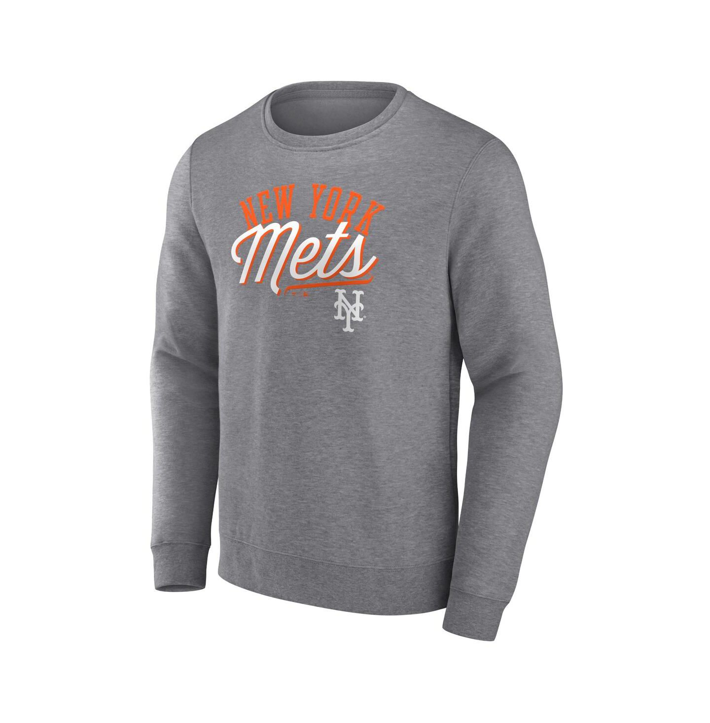 Мужская толстовка Fanatics Heather Gray New York Mets Simplicity Pullover — фото 3