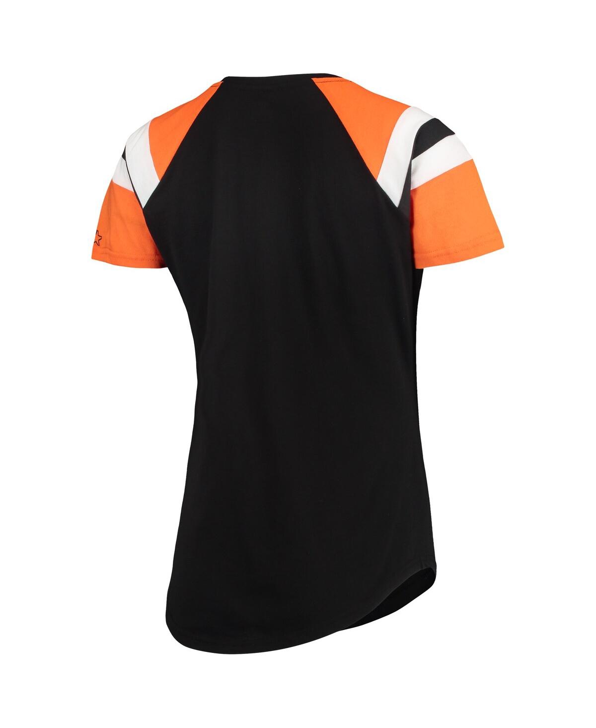 Shop Starter Women's  Black, Orange San Francisco Giants Game On Notch Neck Raglan T-shirt In Black,orange