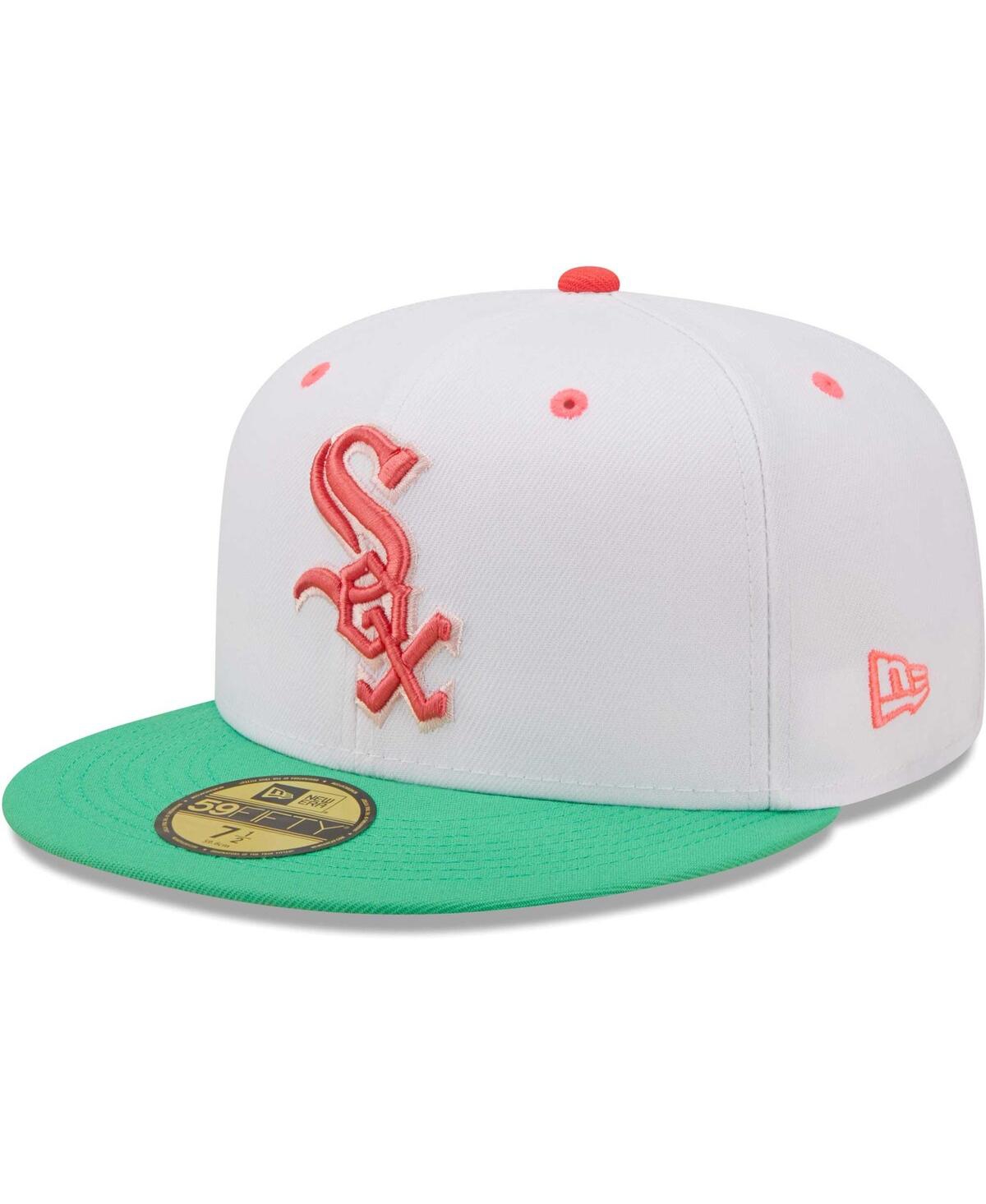 Men's New Eraand Green ChicagoSox Inaugural Season at Comiskey Park Watermelon Lolli 59FIFTY Fitted Hat - White, Green