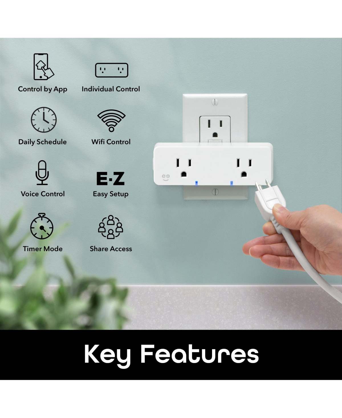 Geeni Switch Duo Double Smart Plug, 2 Outlets  No Hub Compatible with Alexa and Google Assistant, Requires GHz Wi-Fi - White