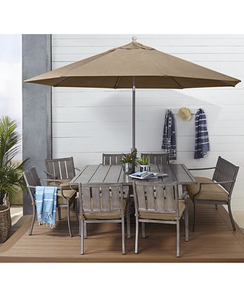 Agio - Outdoor Aluminum 8-Pc. Dining Set (64" Square Dining Table, 6 Dining Chairs & 1 Bench)