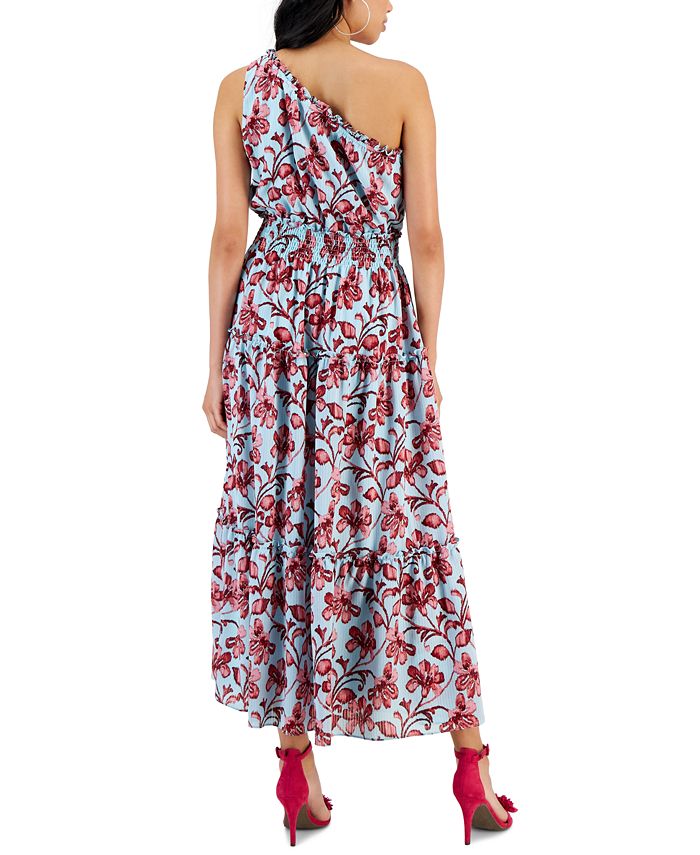 Robe Warehouse Une épaule Imprimé Floral - Bleu, Tailles 6-8 - Neuf Avec étiquettes