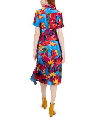 Tahari ASL Women's Short-Sleeve Tie-Waist Dress