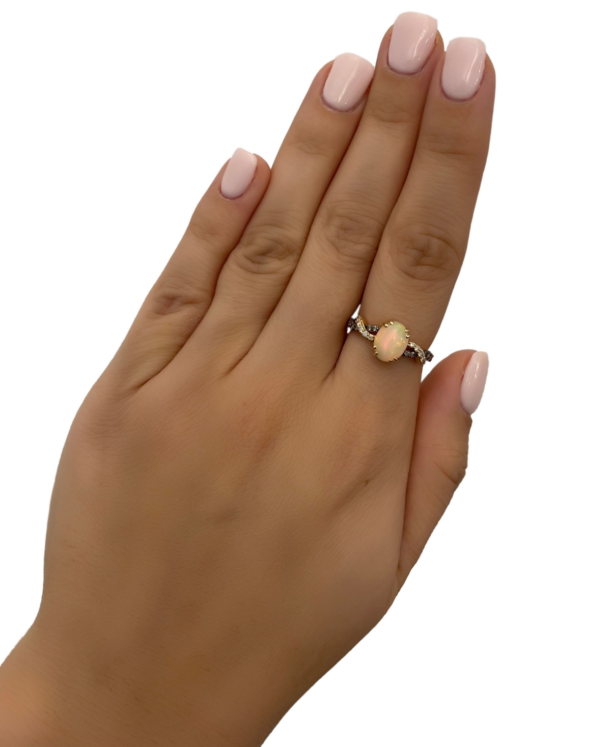 Le Vian(1 ct. t.w.) & Diamond (1/6 ct. t.w.) Twist Ring in 14k Rose Gold - Neopolitan Opal