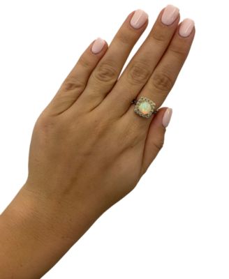 Neopolitan Opal (1-1/4 ct. t.w.) & Diamond (1/2 ct. t.w.) Halo Ring in 14k Gold