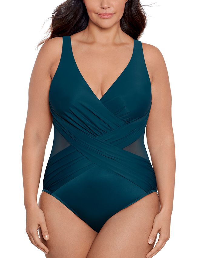 Miraclesuit Plus Size Allover-Slimming Crossover One-Piece