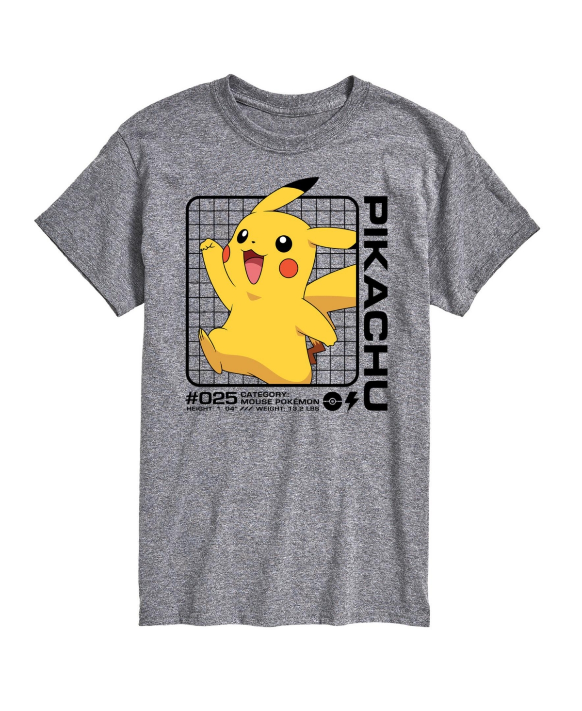 Airwaves Men's Pokemon Pikachu Grid T-shirt In Gray