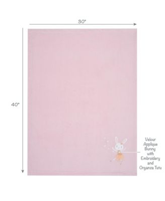 Tiny Dancer Pink Ballet Soft Fleece Bunny Applique Baby Blanket
