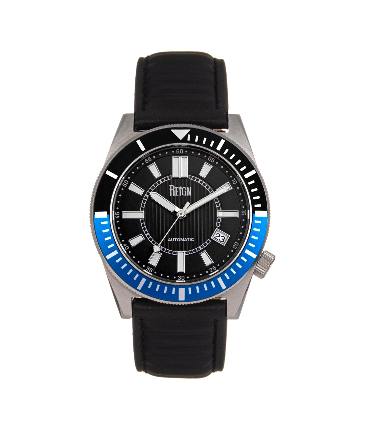 Men Francis Leather Watch - Black/Blue, 42mm - Black/blue