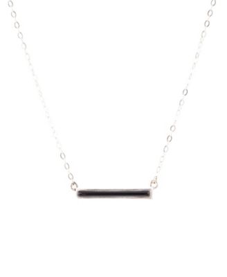 Bar None Sterling Silver and Genuine Onyx Necklace