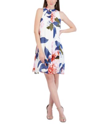 Robbie Bee Petite Sleeveless Mock-Neck Fit & Flare Dress - Macy's