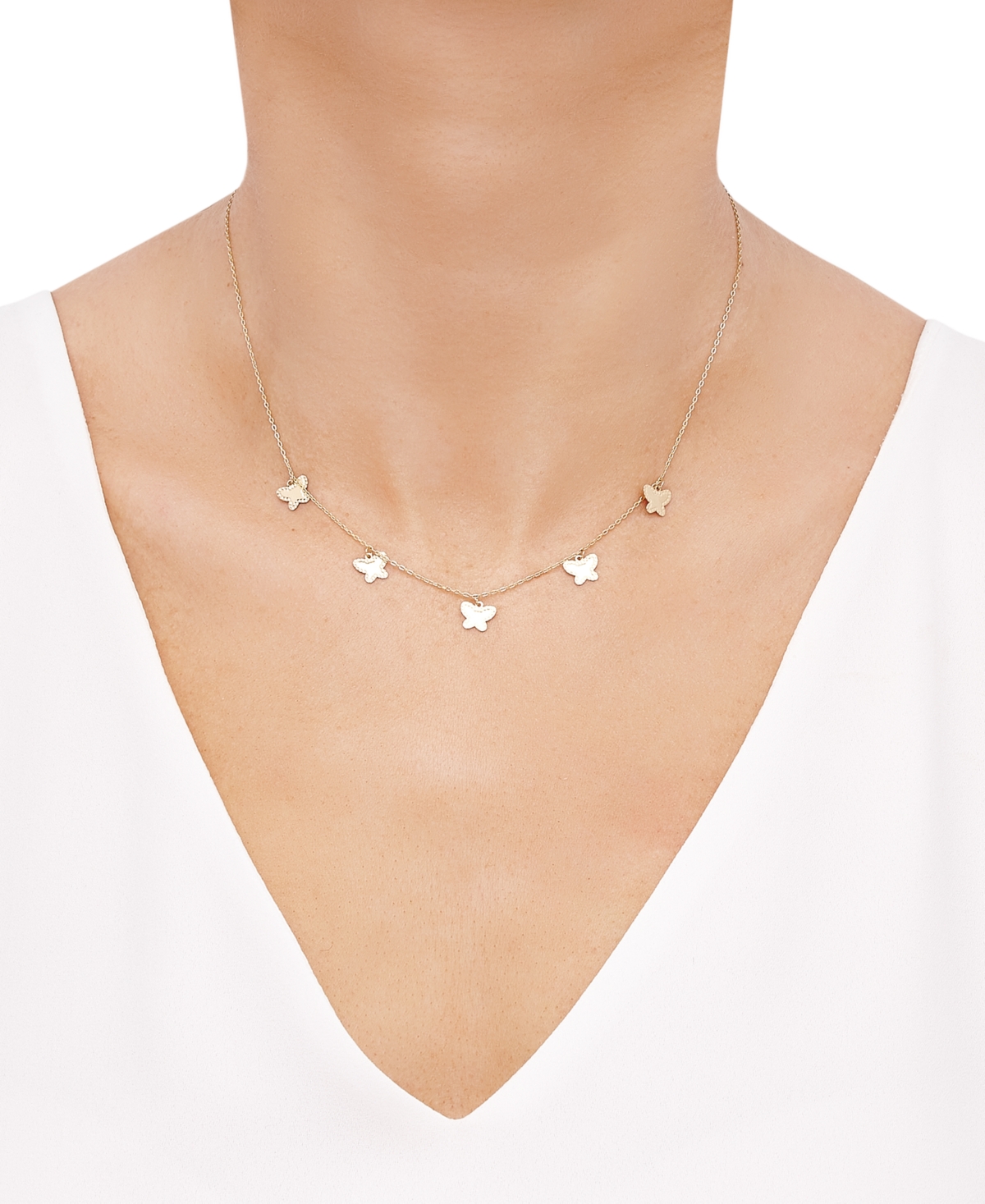 ItalianButterfly Dangle Collar Necklace in 10k Gold, 16