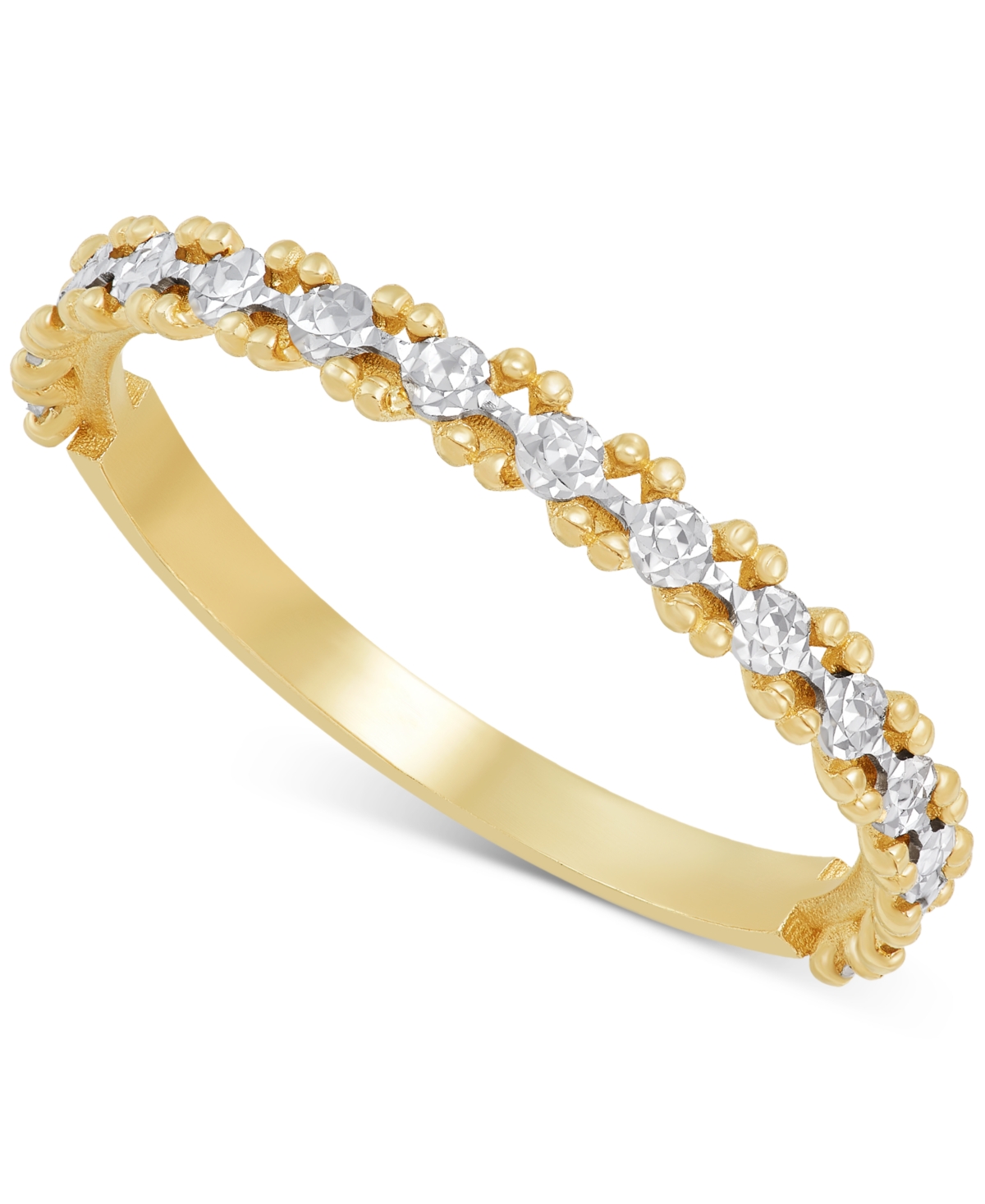 Italian Gold Textured Illusion Narrow Stack Ring In 10k Two-tone Gold, Created For Macy's