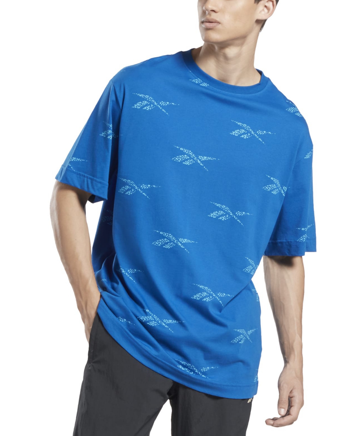 Reebok Men's Allover Logo Graphic T-shirt In Vector Blue
