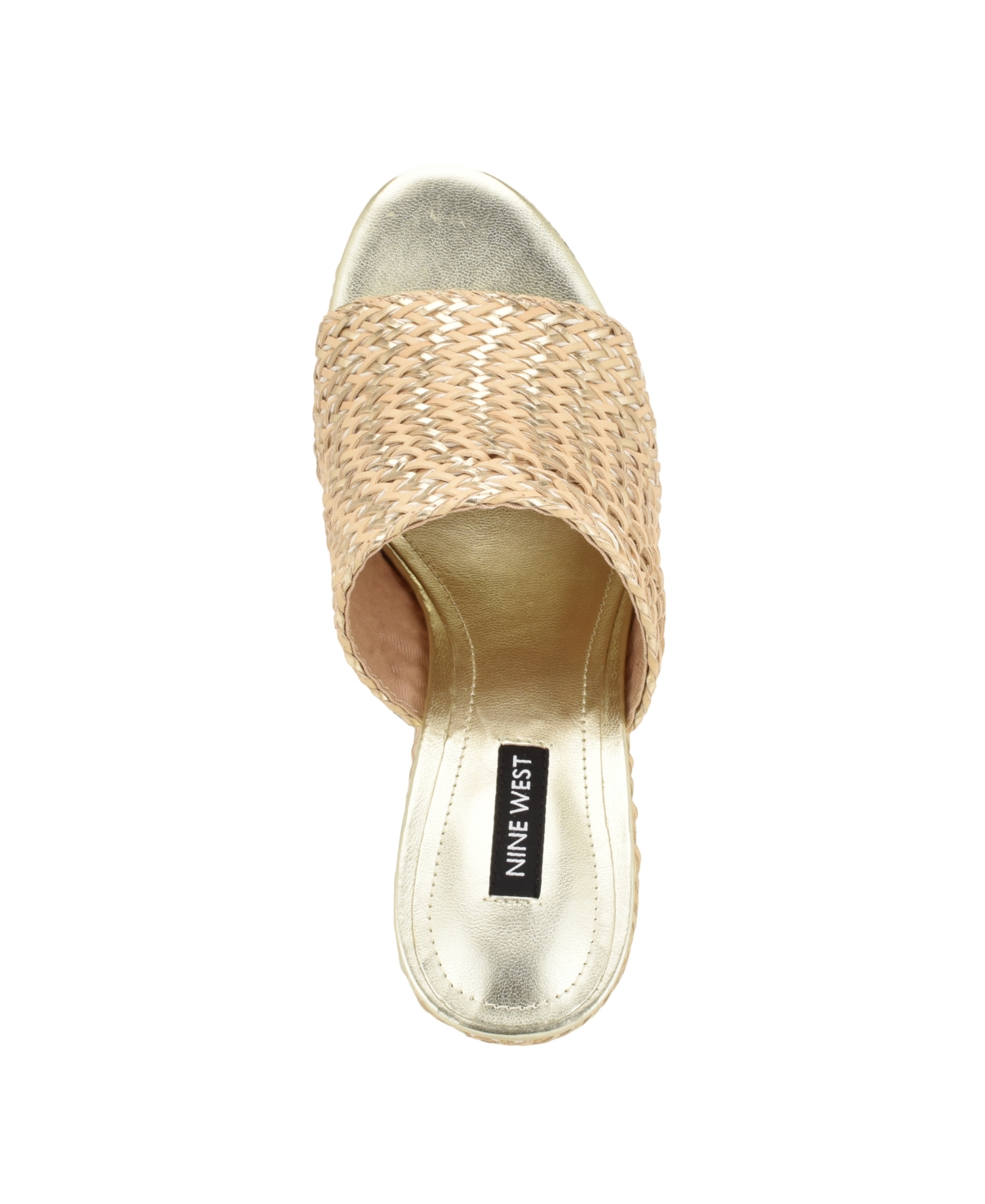 Shop Nine West Women's Everie Woven High Platform Wedge Sandals In Natural,gold