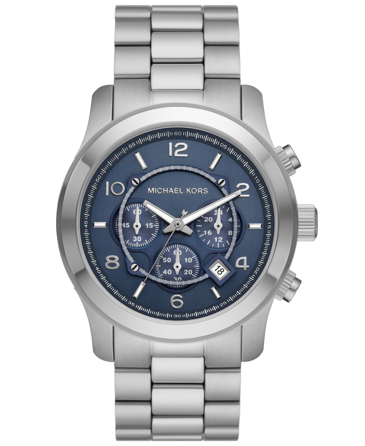 Michael Kors Unisex Runway Quartz Chronograph Silver-tone Stainless Steel Watch 45mm