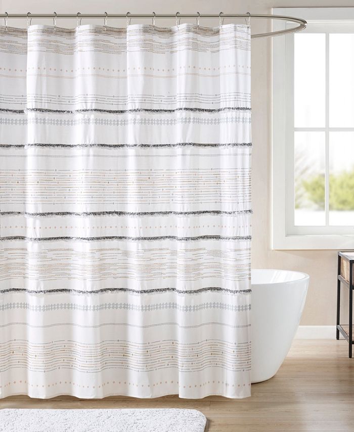 INK+IVY Nea 72" x 72" Cotton Printed Shower Curtain with Trims Macy's
