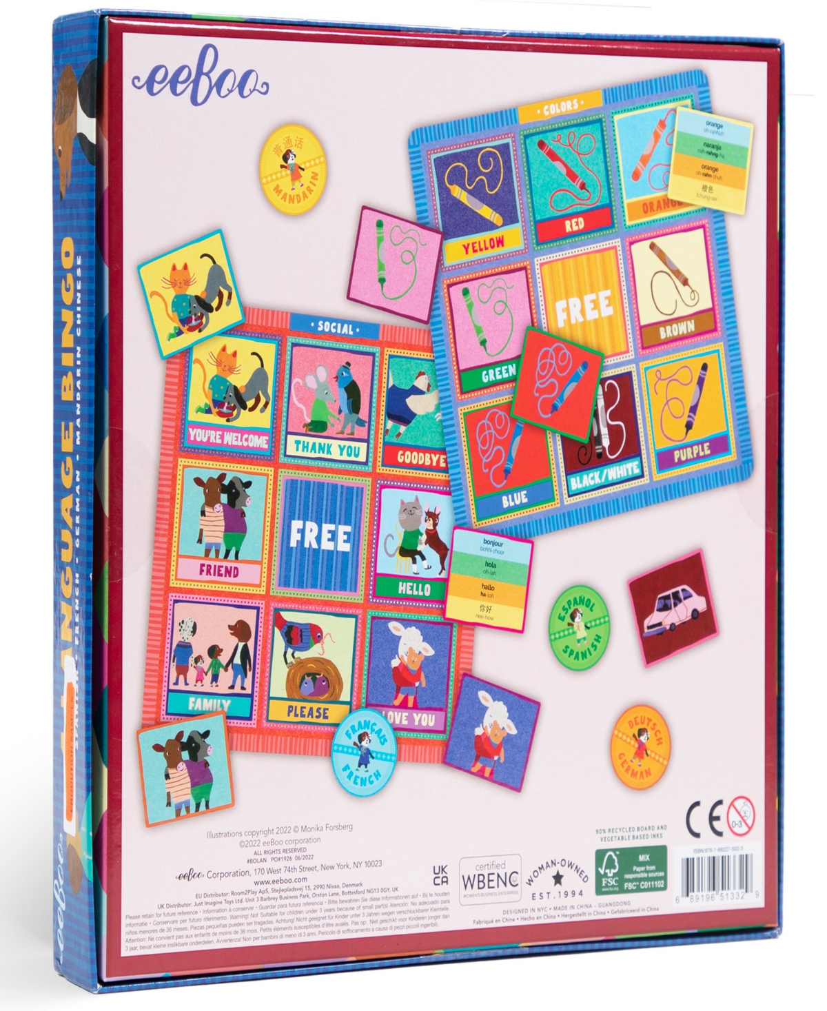 Shop Eeboo 4 Language Bingo Game And Spanish, French, German, Mandarin Chinese, Ages 3 And Up In Multi