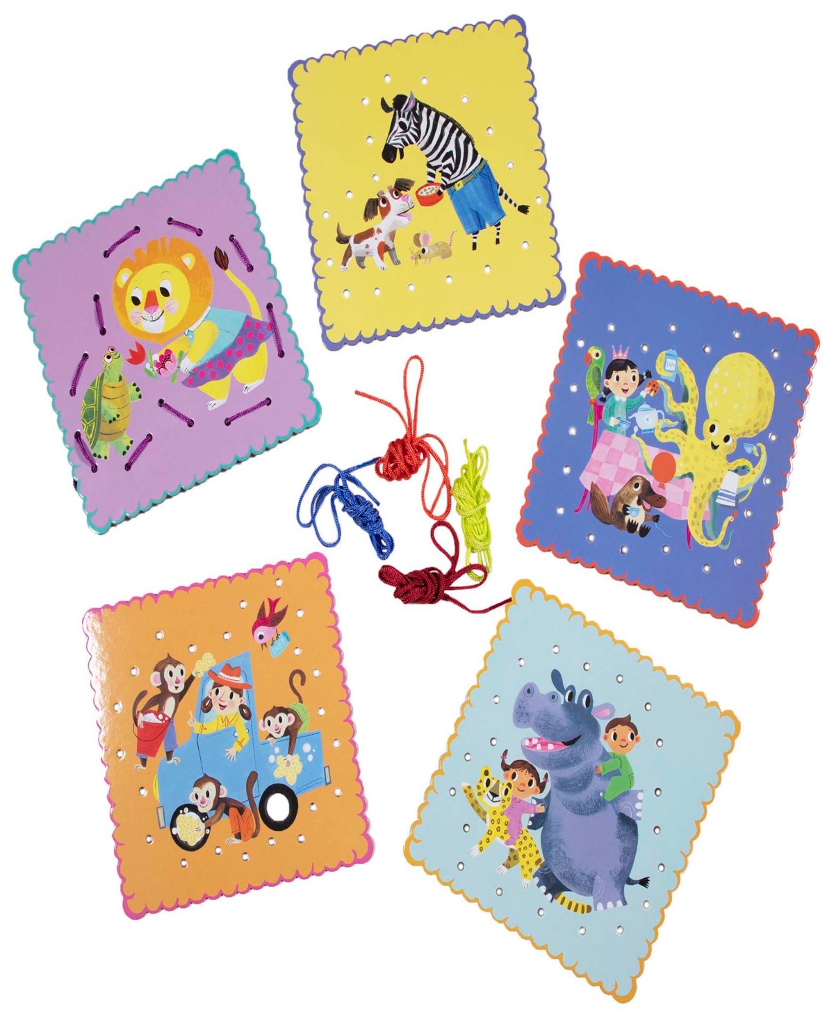 Shop Eeboo Good Deeds Lacing Cards, Set Of 5 Cards, Ages 5 Years And Up In Multi