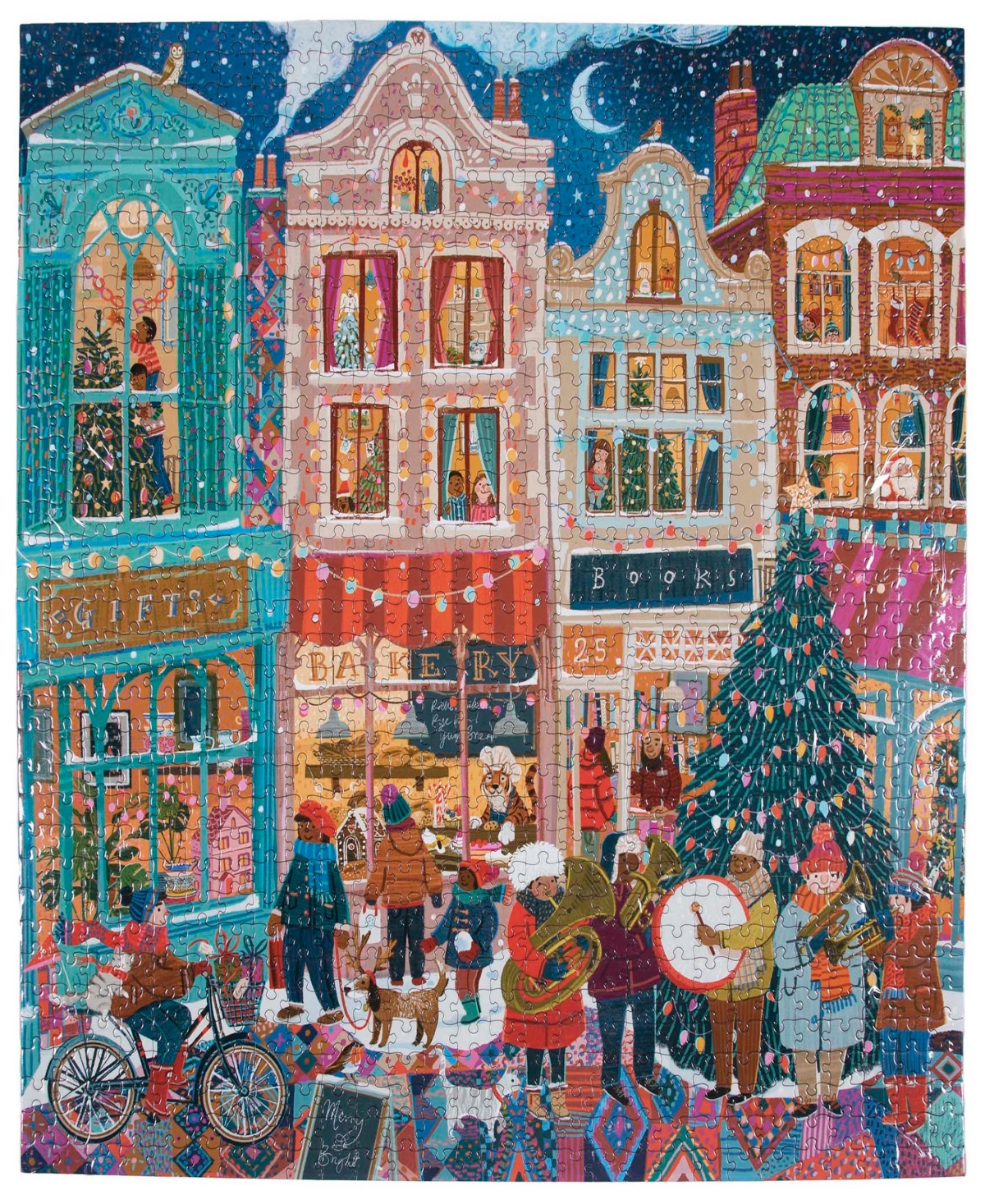Eeboo Piece And Love a Happy Holiday 1000 Piece Square Adult Jigsaw Puzzle Set, Ages 14 and up