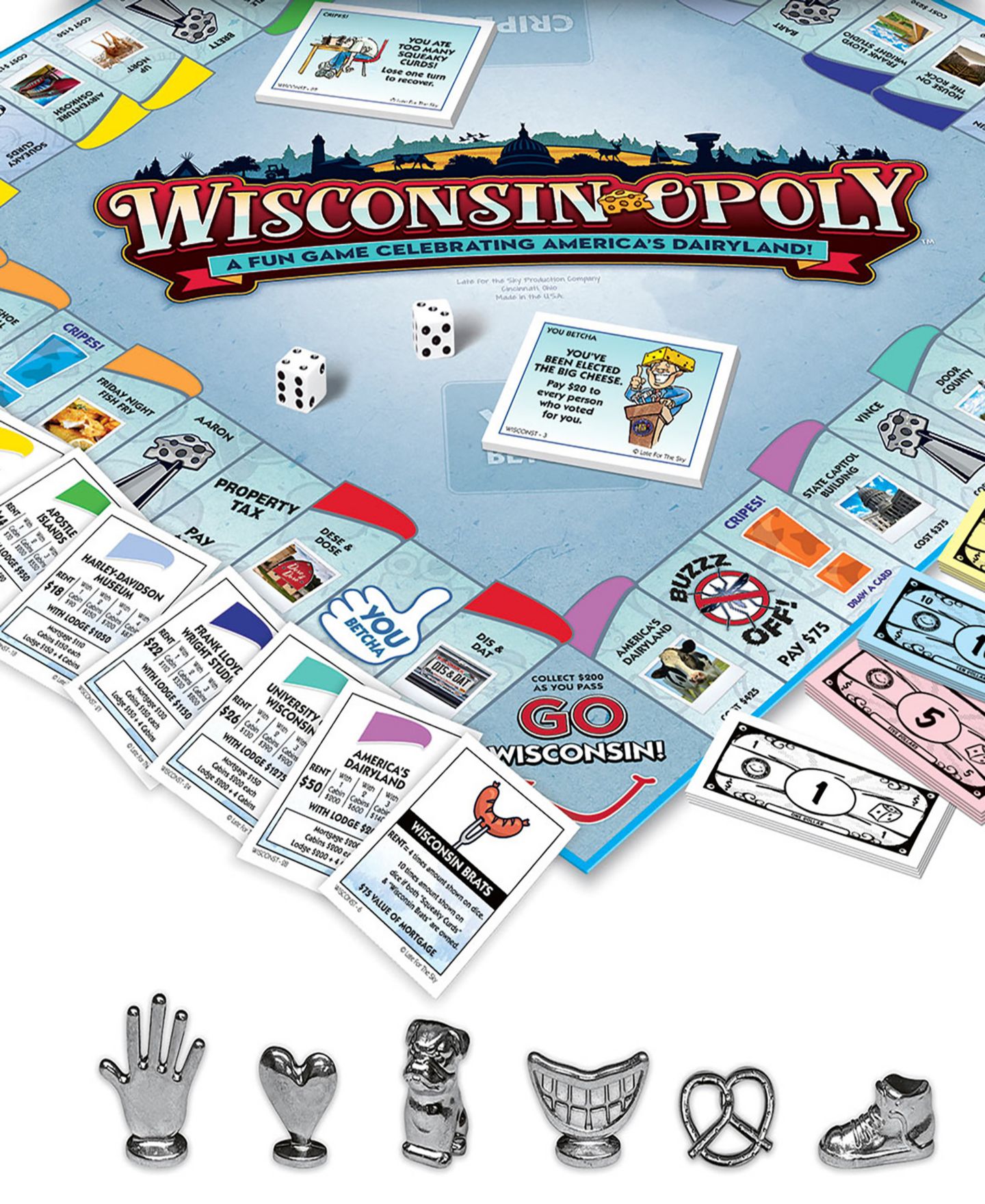 Детская настольная игра Late for the Sky Wisconsin-Opoly Classic Family Board Game, Ages 8+ — фото 5