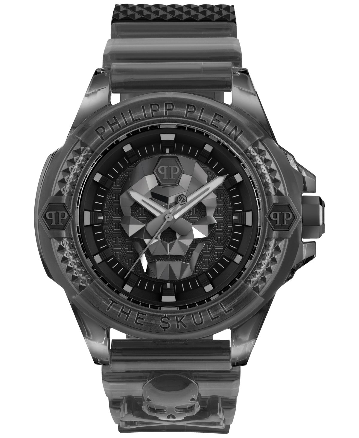 Shop Philipp Plein Men's The $kull Gray Transparent Silicone Strap Watch 45mm In Transparent Grey