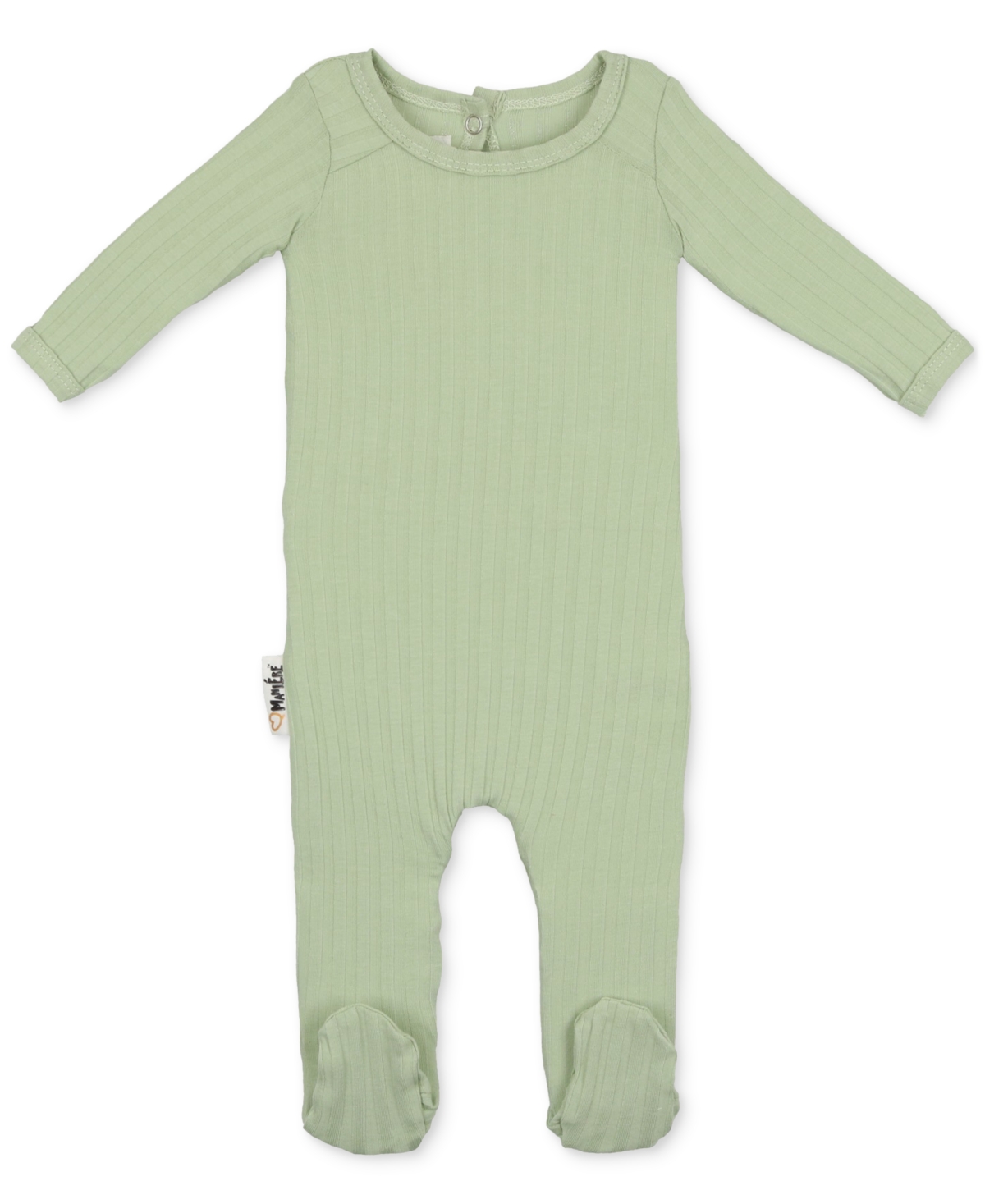 Maniere Baby Boys Or Baby Girls Ribbed Long Sleeved Footed Coverall In Sage