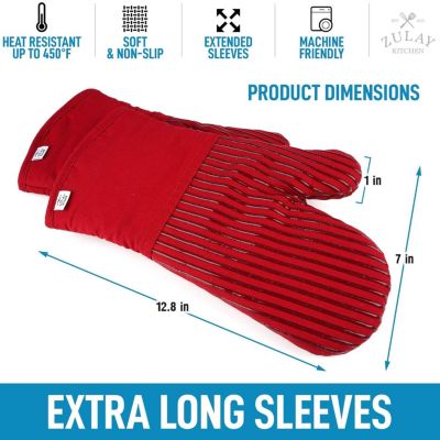 Flexible Cotton Lined with Heat Resistant Silicone Extra Long Oven Mitts