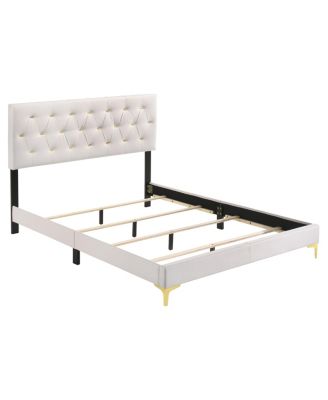 Kendall 49.25" Asian Hardwood Tufted Upholstered Panel Queen Bed