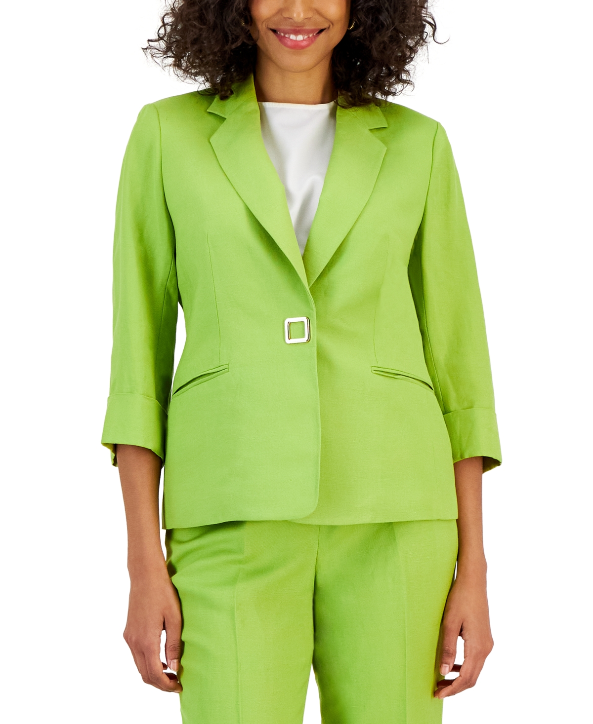 Buy Textured Formal Blazer with Notch Lapel and Long Sleeves