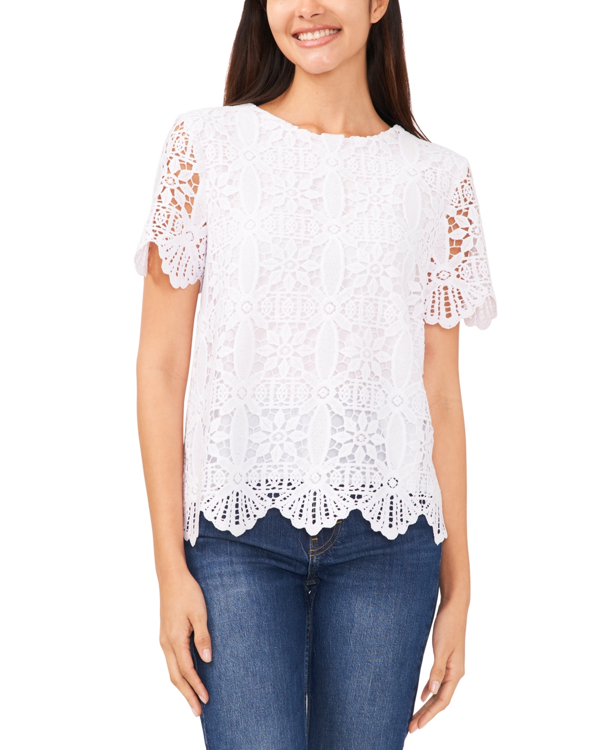 Vince Camuto Women's Short Sleeve T-shirt Blouse In Ultra White