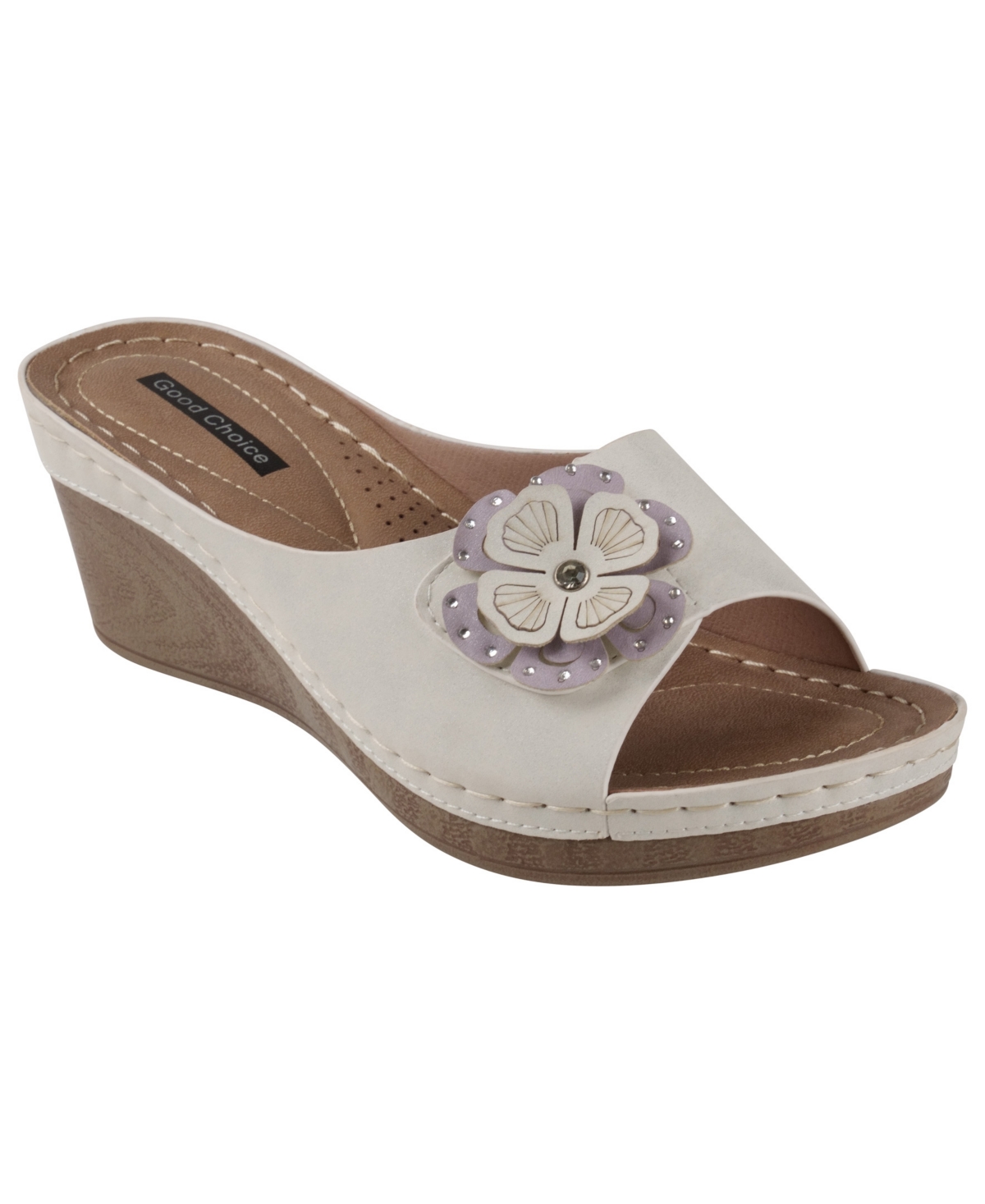 Shop Gc Shoes Women's Naples Flower Wedge Sandals In White