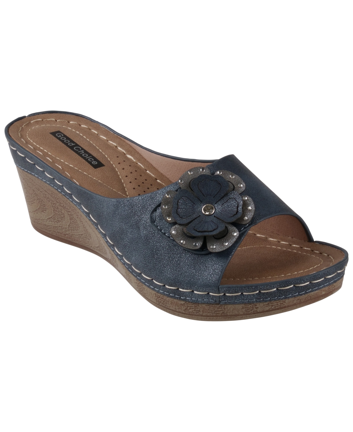 Gc Shoes Women's Naples Flower Wedge Sandals In Blue