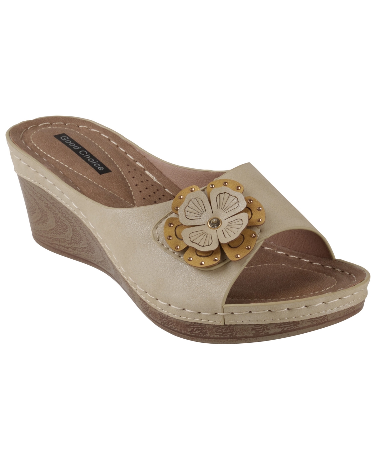 Gc Shoes Women's Naples Flower Wedge Sandals In White