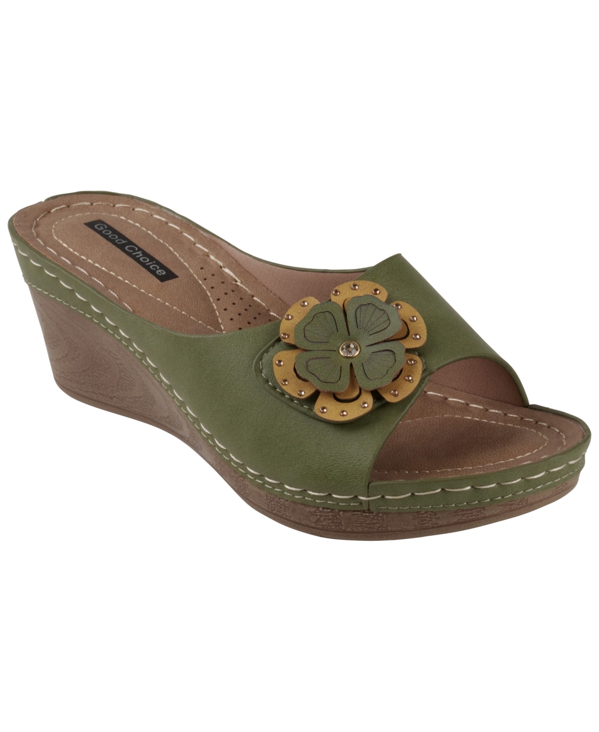 Gc Shoes Women's Naples Flower Wedge Sandals In Green